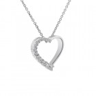 0.37 Carat Round Brilliant Diamond Heart Pendant on Cable Link Chain 14K White Gold