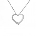 0.37 Carat Round Brilliant Diamond Heart Pendant on Cable Link Chain 14K White Gold