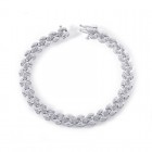 1.00 Carat Round Cut Diamond Laurel Leaf Link Bracelet 14K White Gold