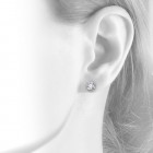 1.45 Carat Round Cut Diamond Stud Earrings G-H/SI1 14K White Gold