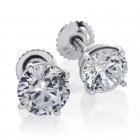 1.45 Carat Round Cut Diamond Stud Earrings F-G/VS2-SI1 14K White Gold