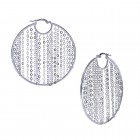Hoop Earrings With Dangling Chains 14K White Gold 
