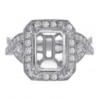 0.90 Carat Round Diamond Antique Inspired Engagement Mounting 18K White Gold 