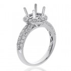 0.81 Carat Round Diamond Halo Engagement Ring Mounting 14K White Gold