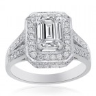 0.90 Carat Round Diamond Antique Inspired Halo Engagement Mounting 18K White Gold