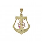 14K Tr-Color Gold Mariners Crucifix
