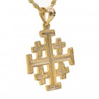 14K Yellow Gold 5 Greek Crosses Medieval Religious Charm Pendant 