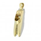 14K Two Tone Gold Hand Made Speed Race Boat Pendant 0.10 Carat Diamond Accents