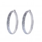 Diamond Cut Hoop Earrings 14K White Gold 