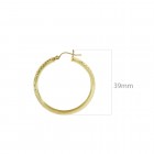 Diamond Cut Design Hoop Earrings 14K Yellow Gold 