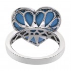 4.90 Carat Turquoise & Diamond Heart Flower Design Ring 14K White Gold 