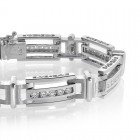 2.75 Carat Mens Channel Set Round Cut Diamond Bracelet 14K White Gold 