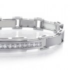 1.10 Carat Mens Channel Set Round Diamond Bracelet in 14K White Gold
