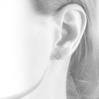 1.00 Carat Invisible Set Princess Cut Diamond Stud Earrings 14K White Gold