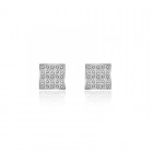 1.00 Carat Invisible Set Princess Cut Diamond Stud Earrings 14K White Gold