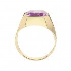8.00 Carat Princess Cut Pink Quartz Men's Ring 14K Yellow Gold