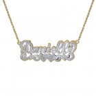 0.20 Carat Diamond 'Danielle' Nameplate Pendant 14K Two Tone Gold 