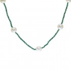 12mm Pearl & Natural Emerald Necklace