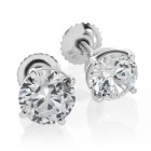 2.11 Carat Round Brilliant Cut Diamond Stud Earrings 14K White Gold