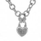 White Gold Over Sterling Silver 0.25ct Diamond Heart Charm Bracelet