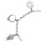 Sterling Silver Ankle Bracelet With Seven Charms 10"
