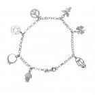 Sterling Silver Ankle Bracelet With Seven Charms 10"