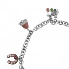 Silver Ankle Bracelet With Enamel Charms 10"