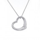 Genuine Tiffany & Co. Else Peretti Round Diamond Heart Pendant on Cable Link Chain Sterling Silver