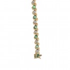 2.40 Carat Round Cut Emerald & Diamond S-Link Tennis Bracelet 14K Yellow Gold
