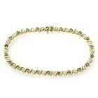 2.40 Carat Round Cut Emerald & Diamond S-Link Tennis Bracelet 14K Yellow Gold