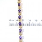 5.10 Carat Oval Cut Amethyst & Round Diamond Flower Link Bracelet 14K Yellow Gold 