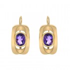 3.00 Carat Oval Cut Amethyst Earrings Made In Italy 14K Yellow Gold