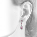 2.87 Carat Pink Tourmaline & Diamond Dangle Earrings 14K White Gold