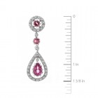 2.87 Carat Pink Tourmaline & Diamond Dangle Earrings 14K White Gold