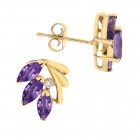 1.20 Carat Amethyst and Diamond Accent Vintage Earrings 14K Yellow Gold