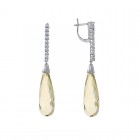 18.00 Carat Topaz & Diamond Teardrop Dangle Earrings 14K White Gold