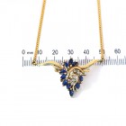 1.06 Carat Marquise Cut Sapphire & Round Diamond Necklace 14K Yellow Gold