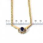 1.78 Carat Oval Cut Sapphire & Round Diamonds Necklace 14K Yellow Gold