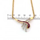 1.75 Carat Baguette Cut Rubies & Round Diamonds Necklace 14K Yellow Gold