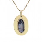 Black Mother of Pearl Oval Pendant 14K Yellow Gold With 14K Yellow Gold Chain 