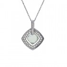 3.00 Carat Checkerboard Green Amethyst and 0.09 Carat Diamonds Pendant in 14K White Gold