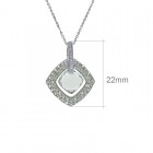 3.00 Carat Checkerboard Green Amethyst and 0.09 Carat Diamonds Pendant in 14K White Gold