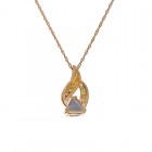 1.53 Carat Man Made Alexandrite With Diamond Accent Pendant Necklace 10K Yellow Gold 