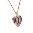 0.50 Carat Rubies & 0.20 Carat Diamond Heart Pendant Necklace 10K Yellow Gold 