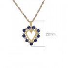 0.65 Ct Sapphire & 0.15 Ct Diamond Heart Pendant With 16" Chain 14K Yellow Gold 