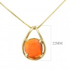 Mexican Fire Opal Vintage Pendant Necklace on a Box Chain 14K Yellow Gold 