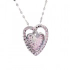 1.50 Carat Created Ruby & Round Diamonds Heart Pendant on Flat Anchor Chain 14K White Gold  