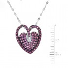 1.50 Carat Created Ruby & Round Diamonds Heart Pendant on Flat Anchor Chain 14K White Gold  