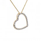 0.30 Carat Round Diamond Heart Pendant on Rope Chain 14K Yellow Gold