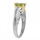 1.00 Carat Peridot & 0.12 Carat Diamond Vintage Ring 14K Yellow Gold